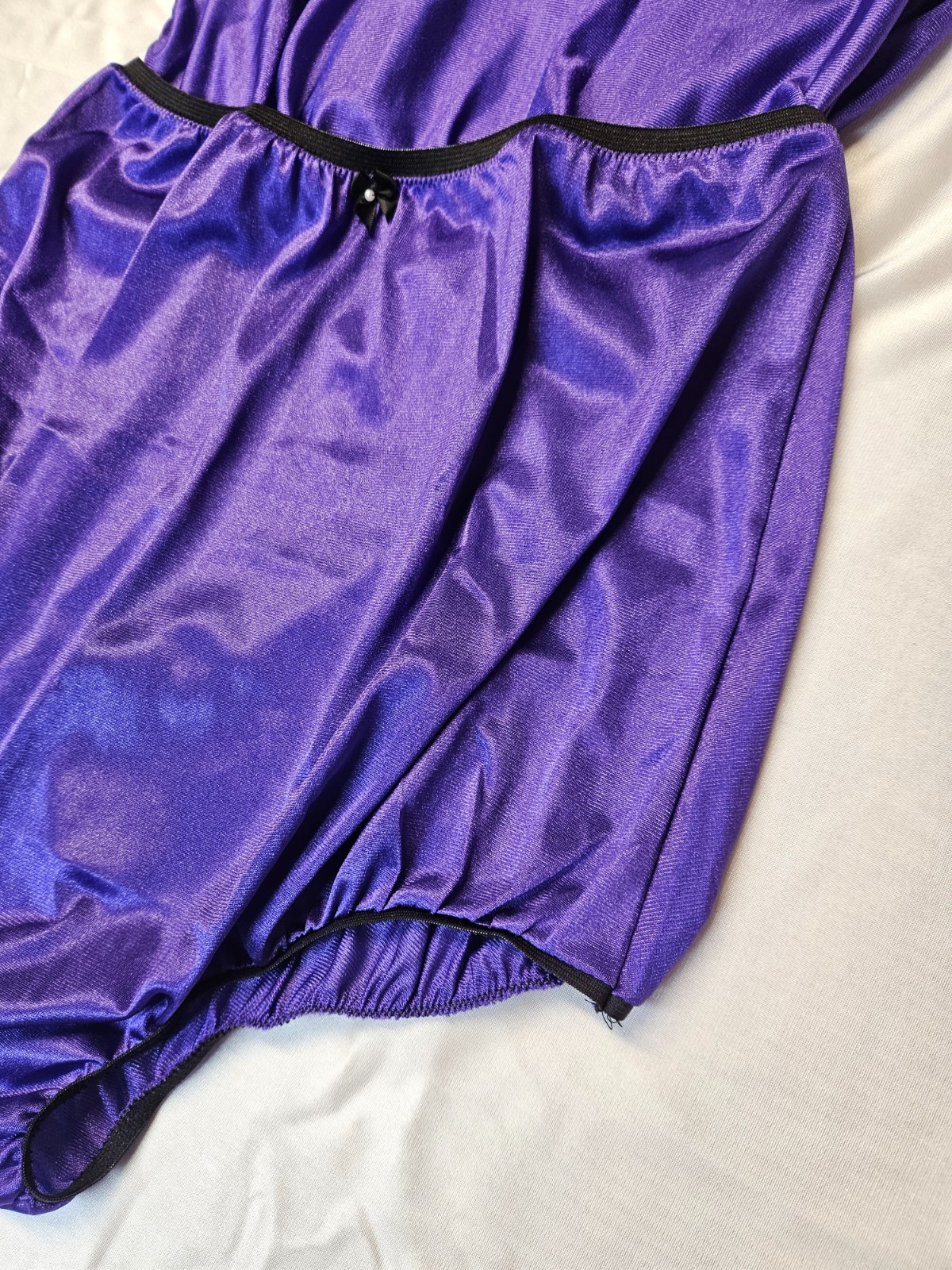 PURPLE Nylon Tricot NO LACE Bubble Bloomer & PANTY 2 LAYER 27-42 **