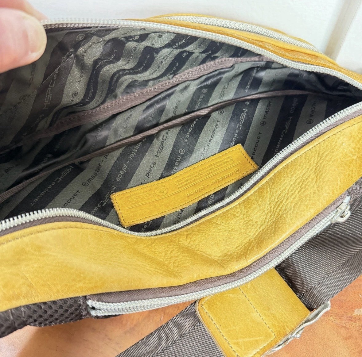 Master-piece MSPC Yellow Leather Sling Bag Waist Pack Made in Japan