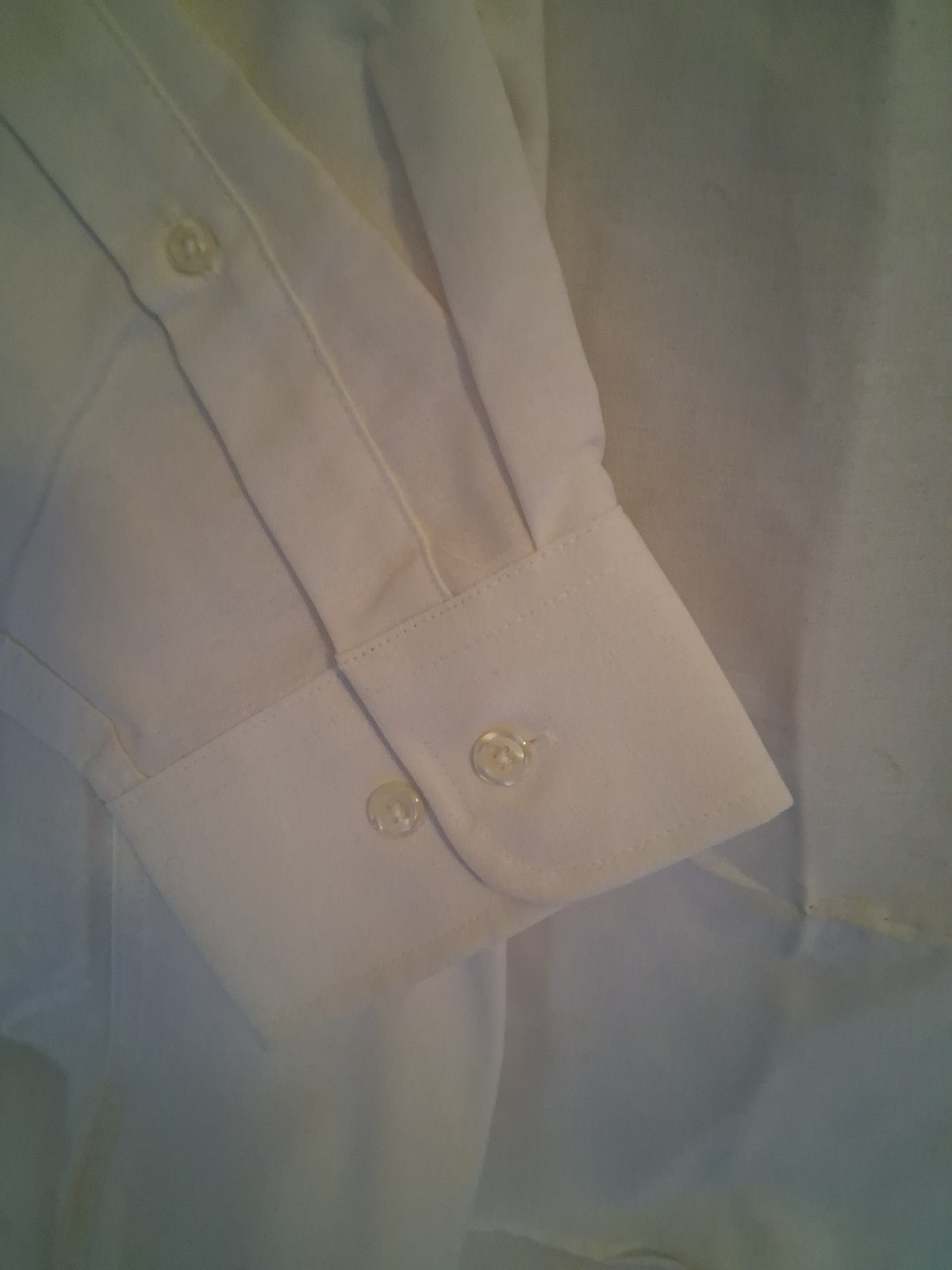 Stafford White Solid Wrinkle Free Button-Down Cotton Blend Shirt 17.5 34/35