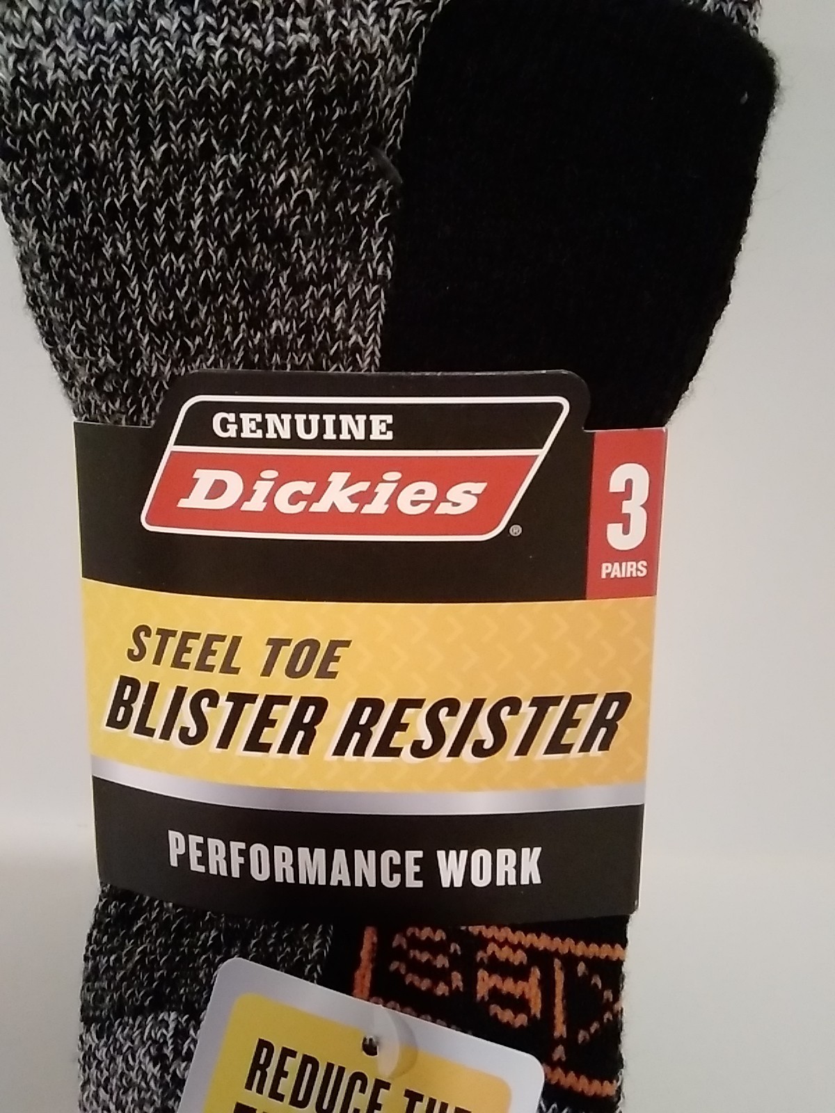 Dickies Mens Steel Toe Blister Resister Socks 3 Pk Nano Glide Black Size 6-12