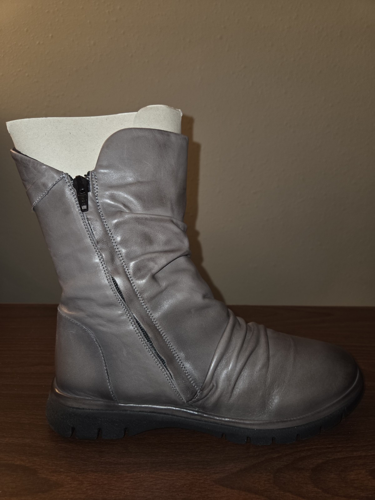 Miz Mooz Delena Ruched Leather Mid-Shaft Boots Women’s EU 40 US 9-9.5