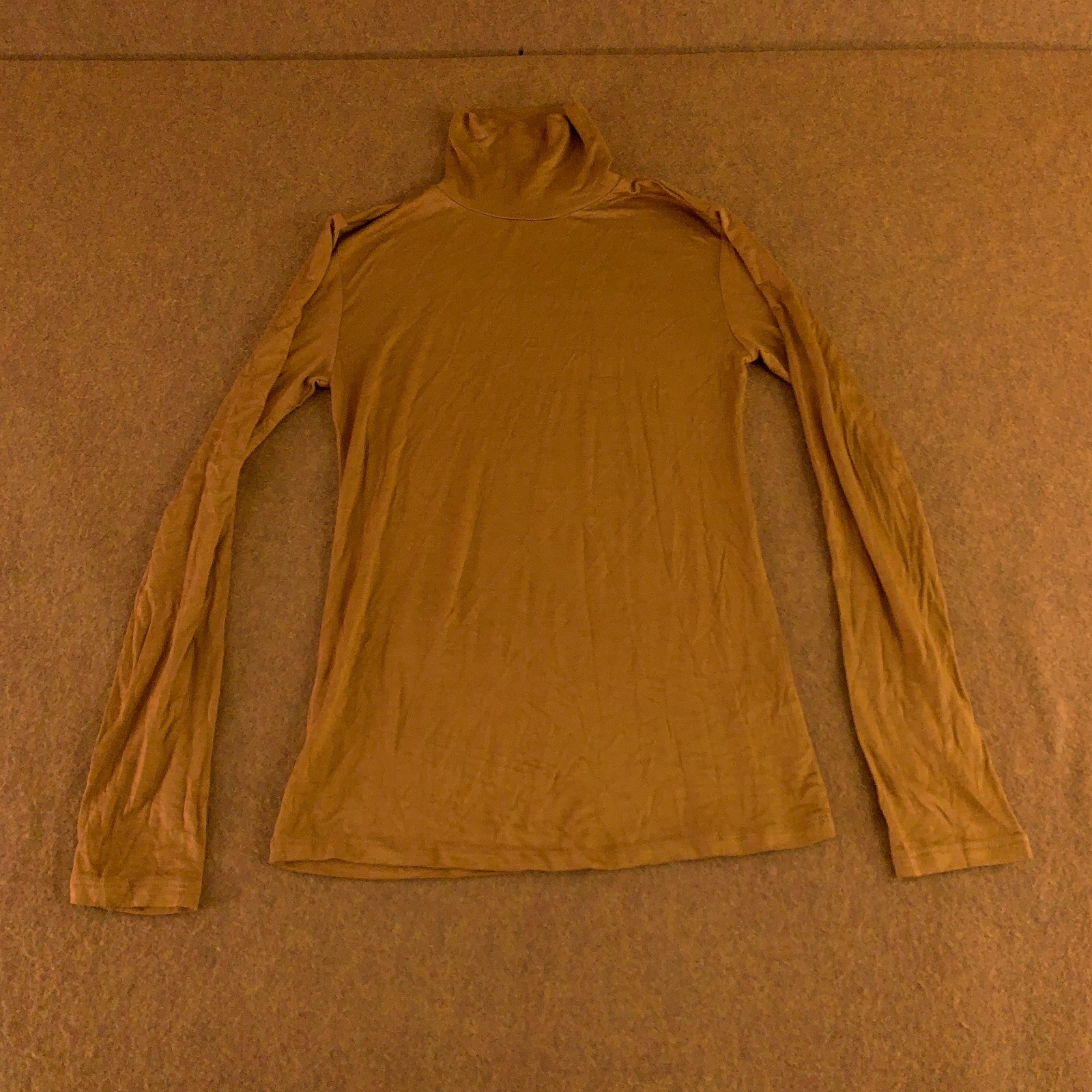 Active Basic Womens Small Brown Turtleneck Long Sleeve Pullover T-Shirt NWOT
