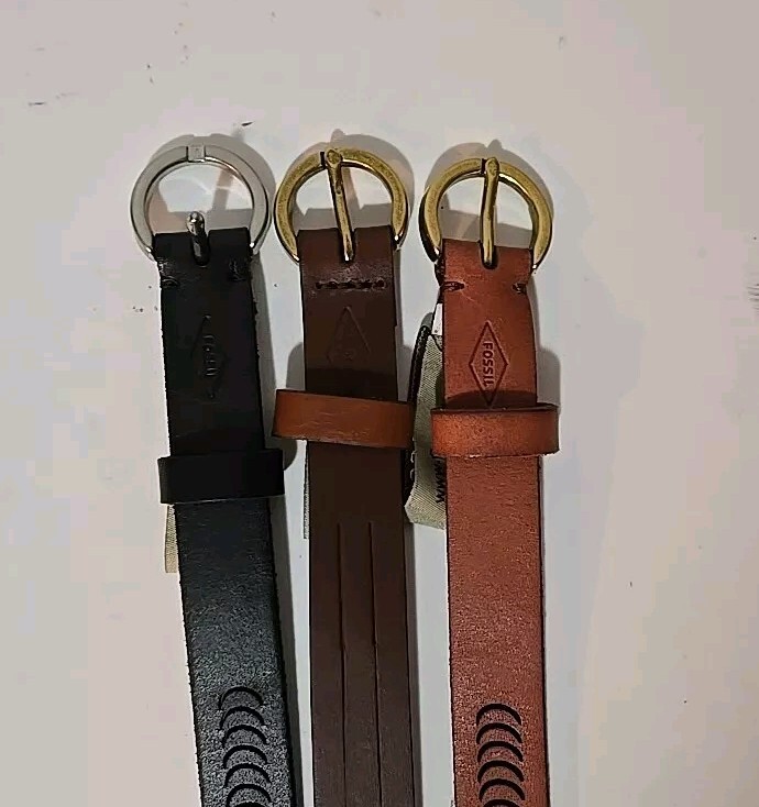 Fossil Belts- Set of 3 Medium Narrow Belts EUC Dark Brown, Light Brown, Black