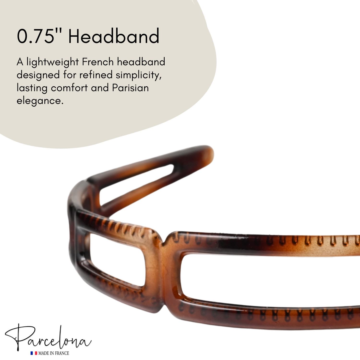 Parcelona Open Geometric Tortoise Acetate Headband French Lightweight Hairband