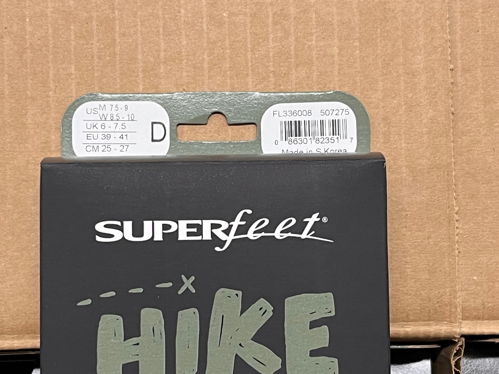 Superfeet Hike Cushion Insoles inserts Size D – M7.5-9 W8.5-10