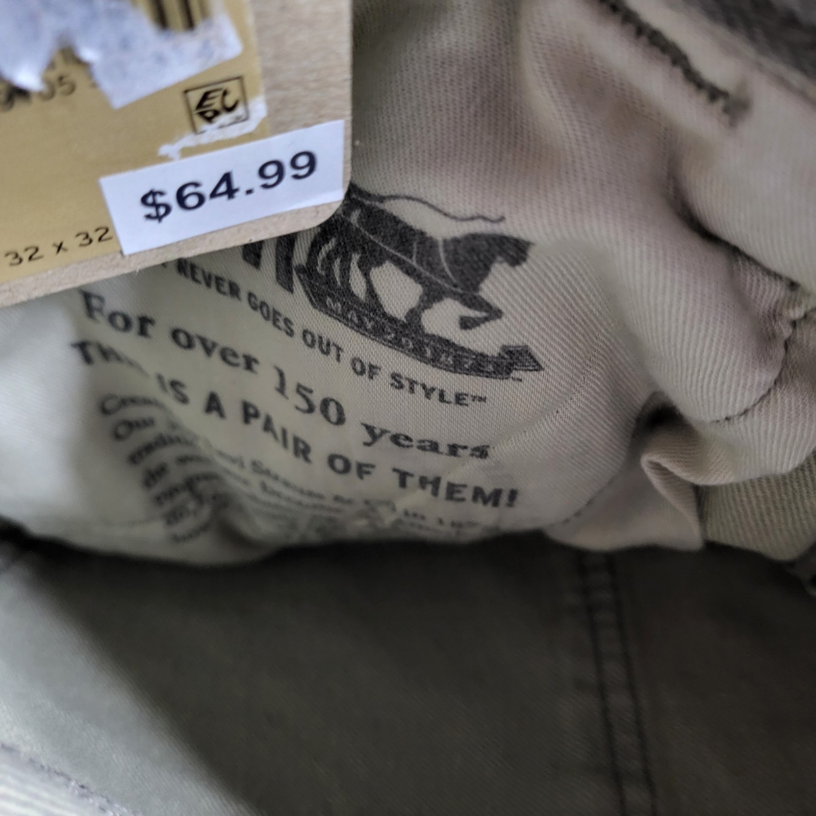 Levi’s 578 Baggy Fit Cargo Jeans 32×32 Mens Light Gray New With Tags Denim