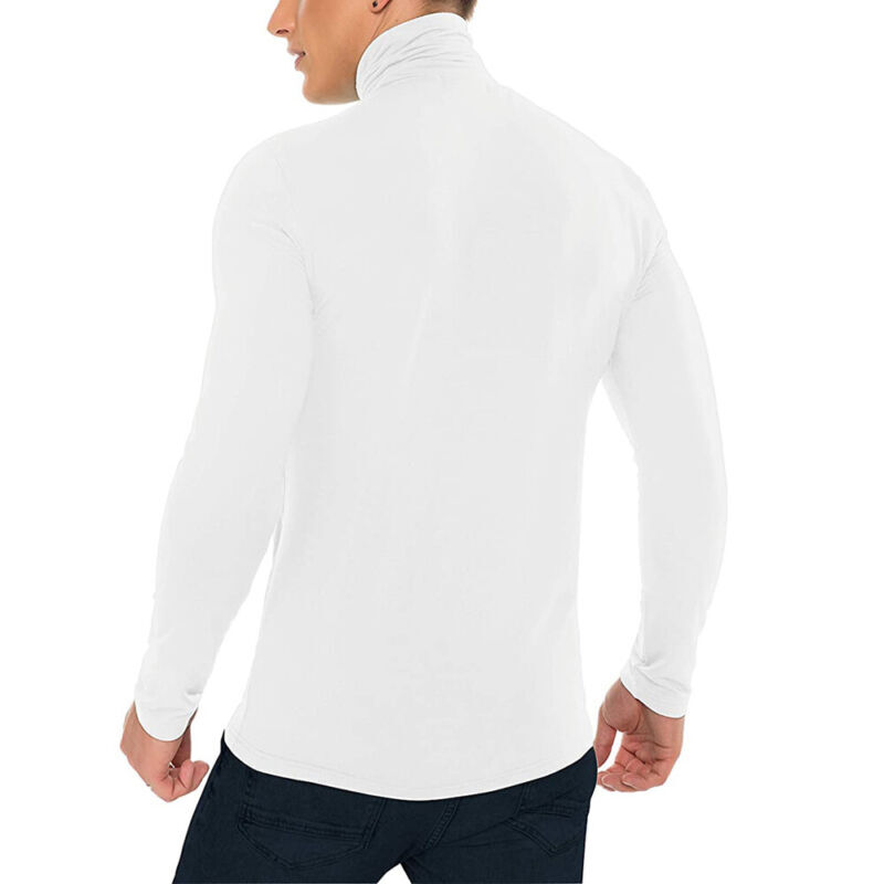 Men Mock Turtleneck T-Shirt Long Sleeve Pullover Seamless Undershirt Basic Tops