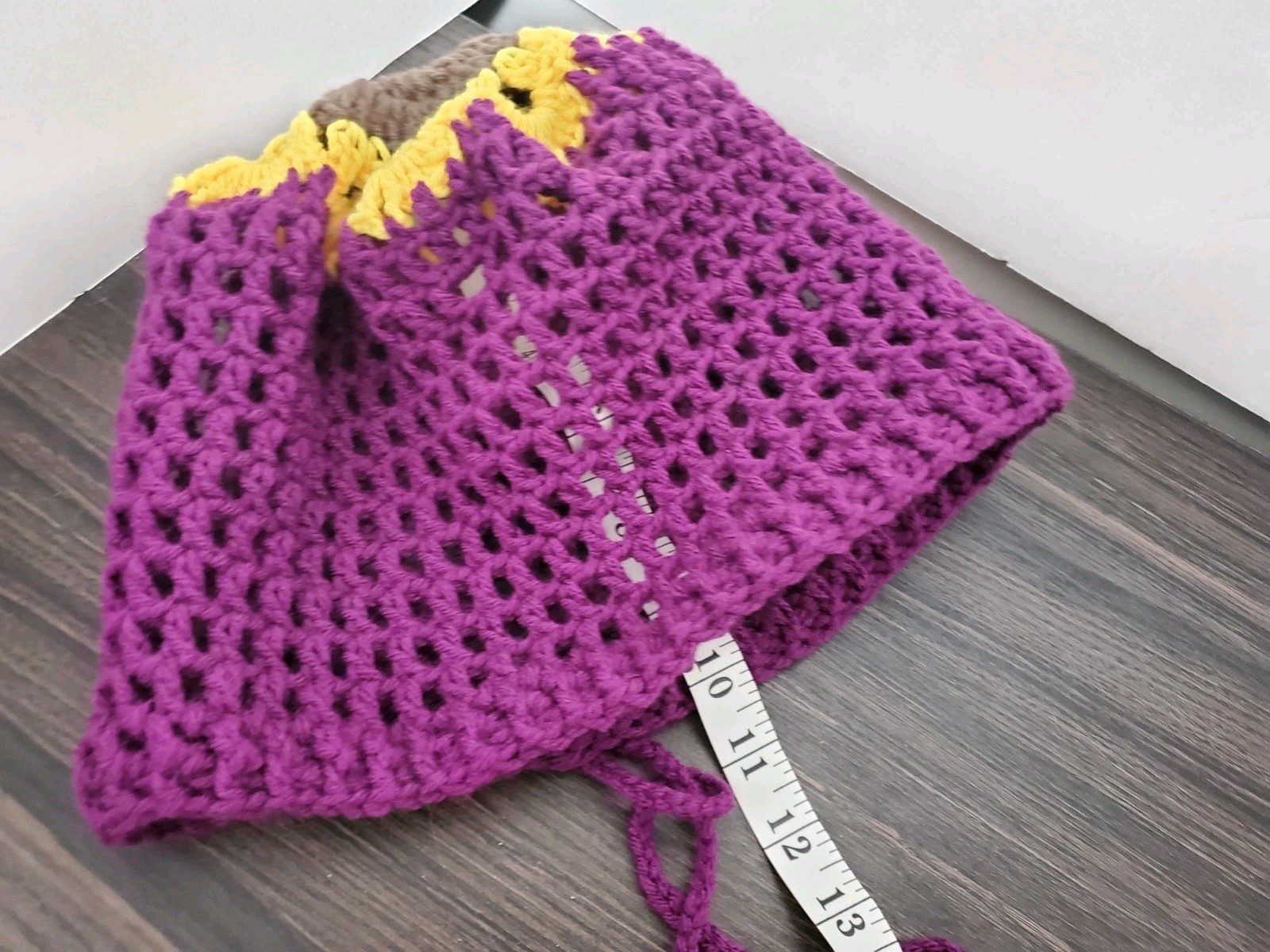 Crochet Flower Tam Slouch Hat With Drawstring Handmade One Size Dreadlock Beanie