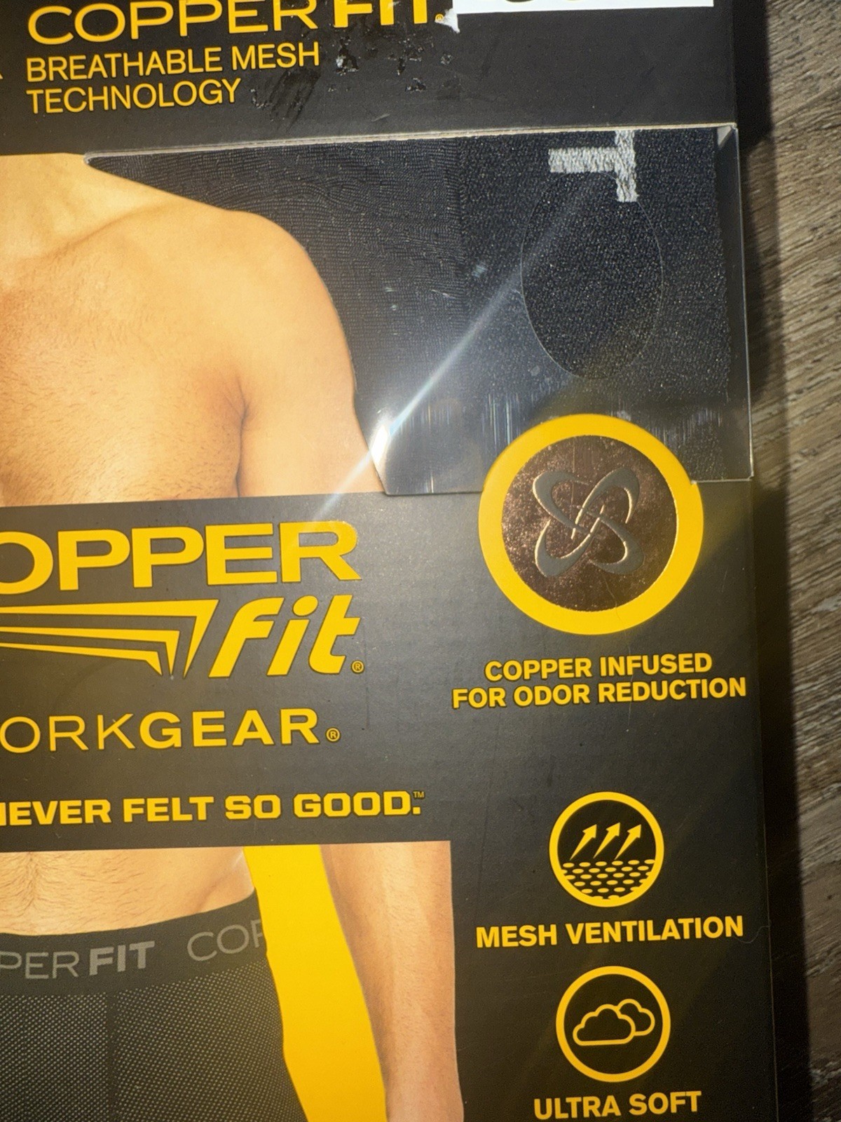 Copper Fit Workgear ~ 4-Pair Mens Boxer Brief Underwear Nylon Blend Black ~ S