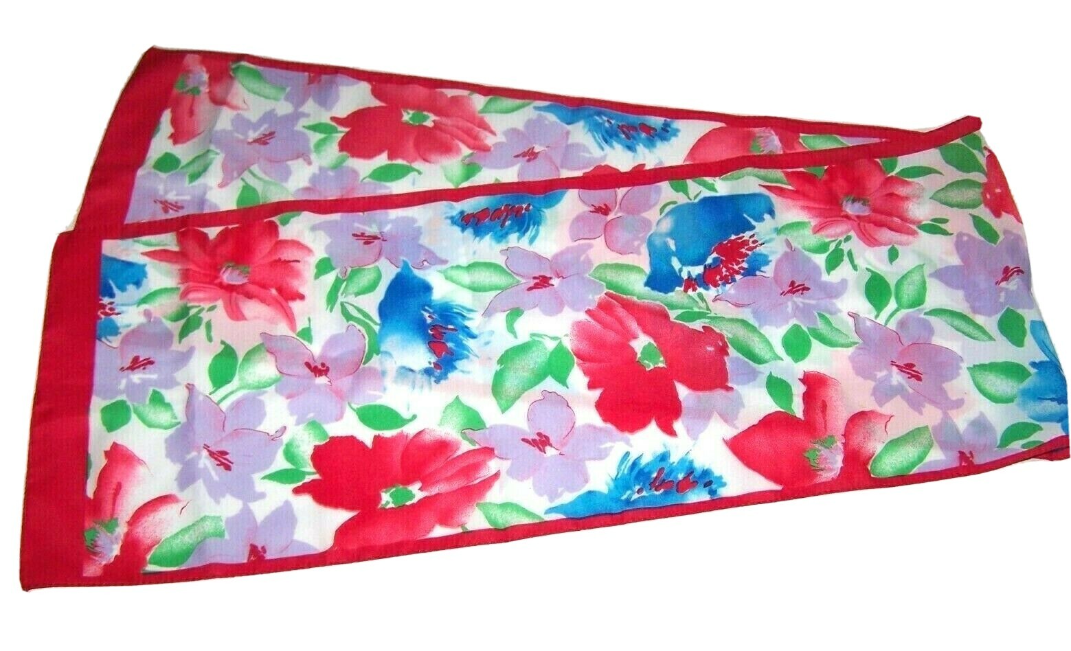 Floral Print Rectangular Silky Scarf 54 x 11 inches Polyester Spring Colors
