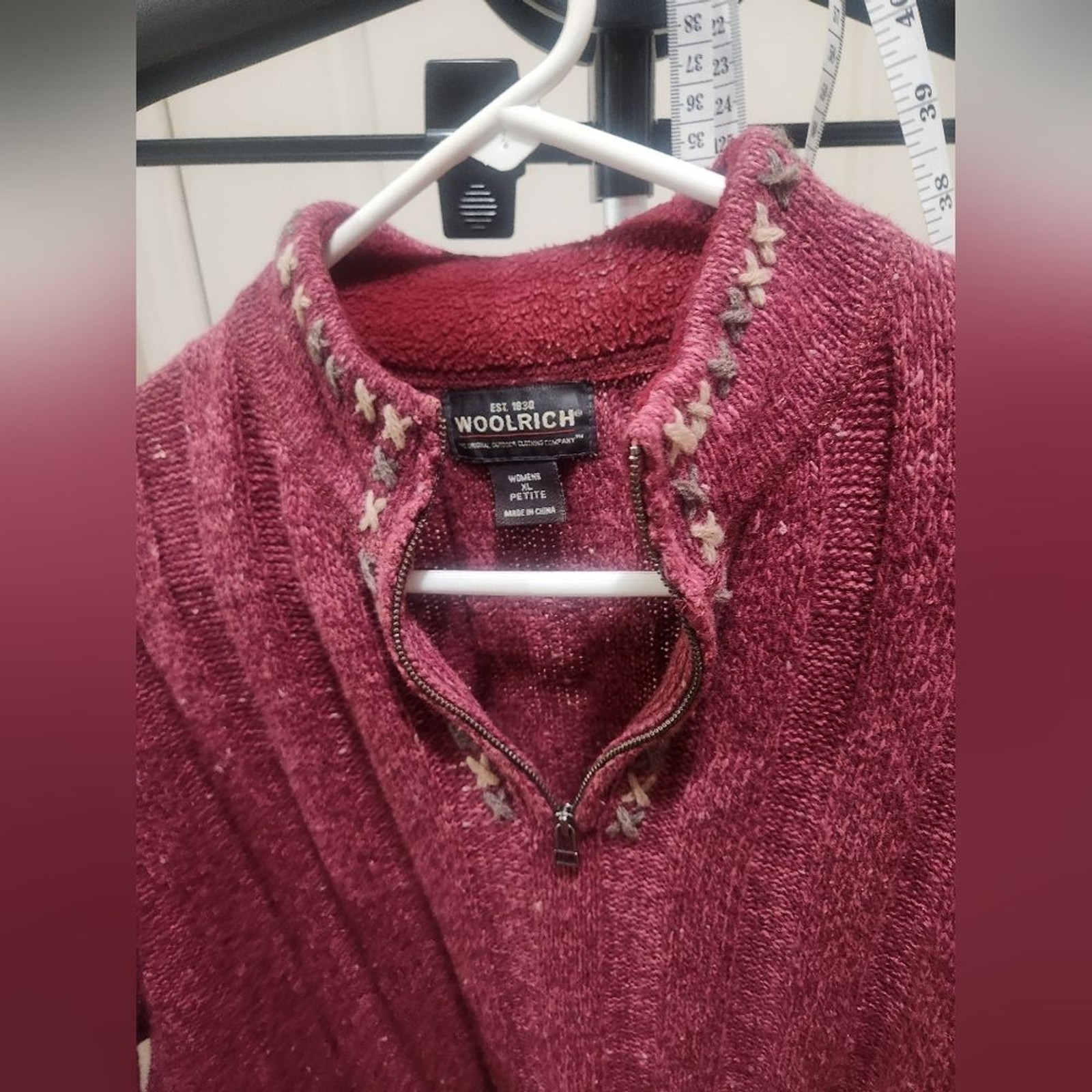 Woolrich Burgandy Knit Sweater with Star Accents