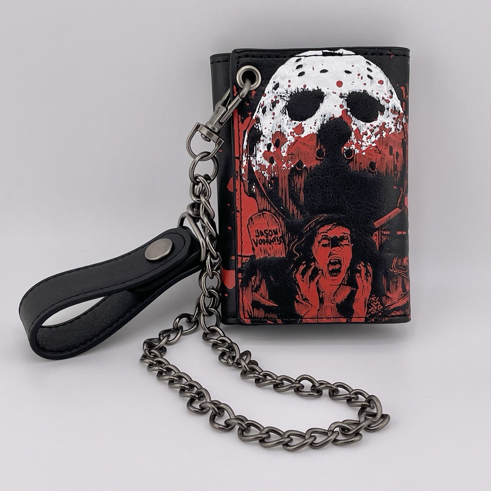 Jason Horror Movie Trifold Wallet With Chain