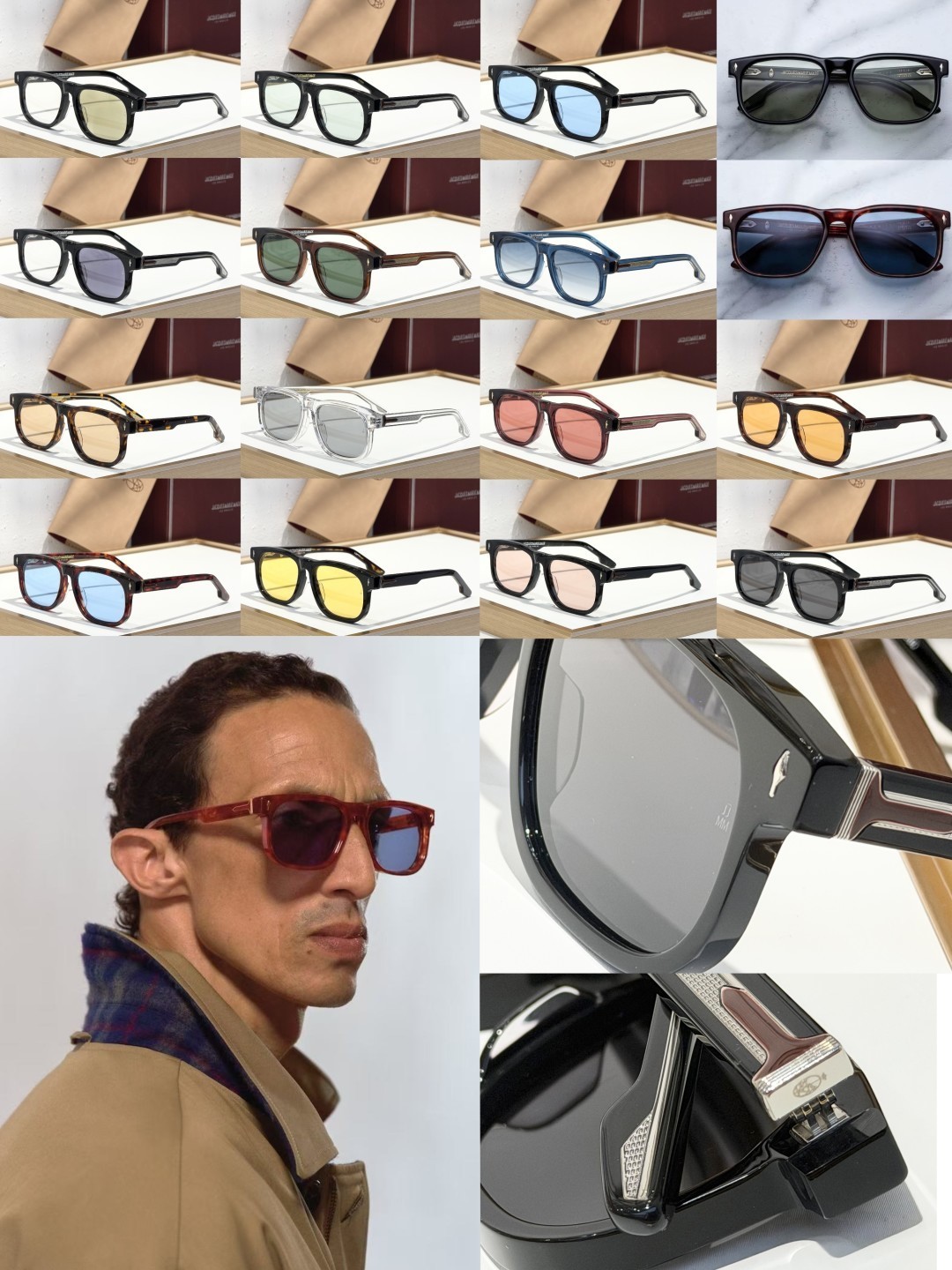 JACQUES MARIE MAGE Dewitt 10mm Acetate Sunglasses Classic Havana Yellow Lens 58