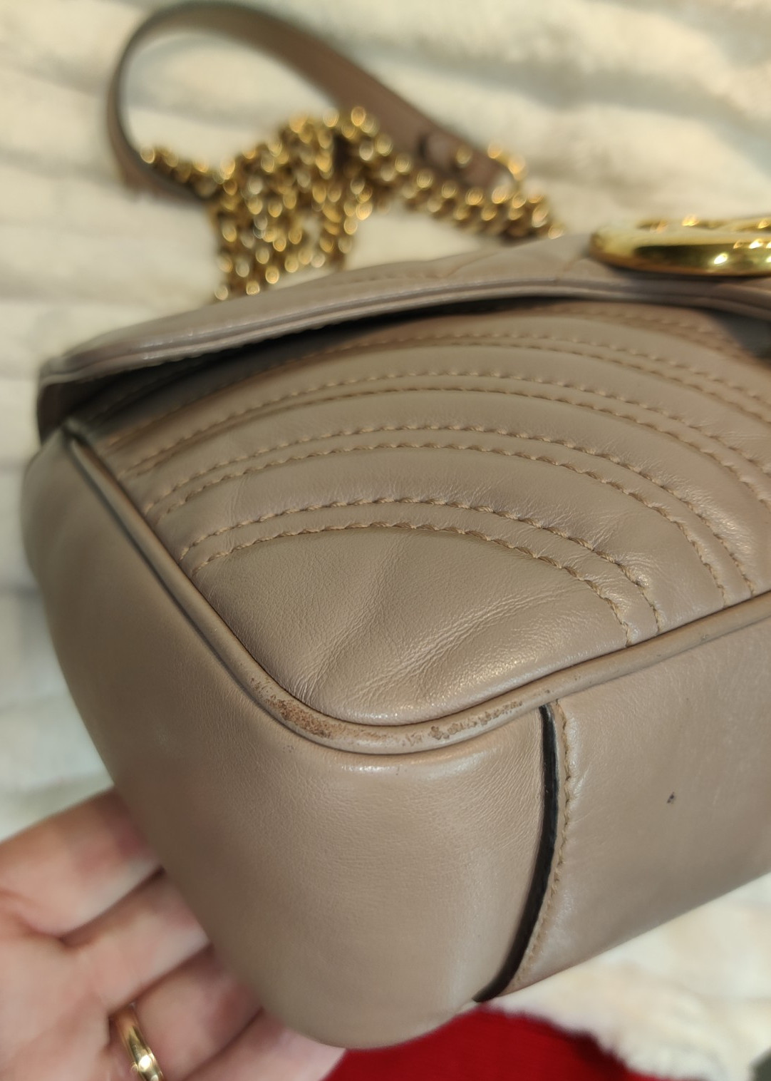 Gucci GG Marmont Shoulder Bag Medium Dusty Pink Leather
