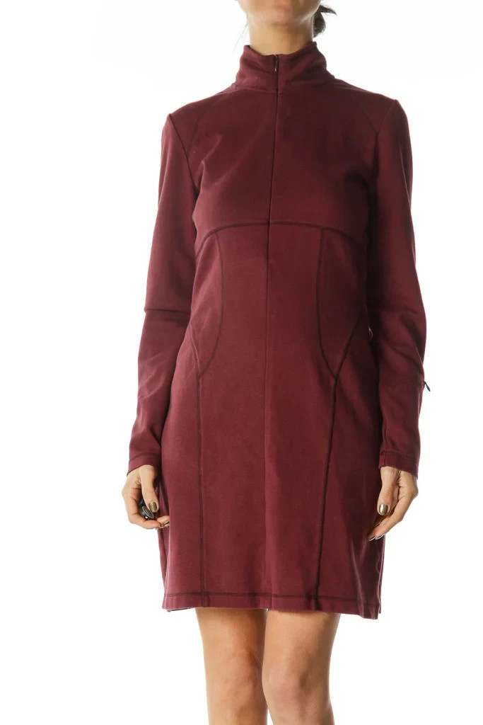 Athleta Cassidy Maroon Long Sleeve Ponte Shift Dress, Size XL