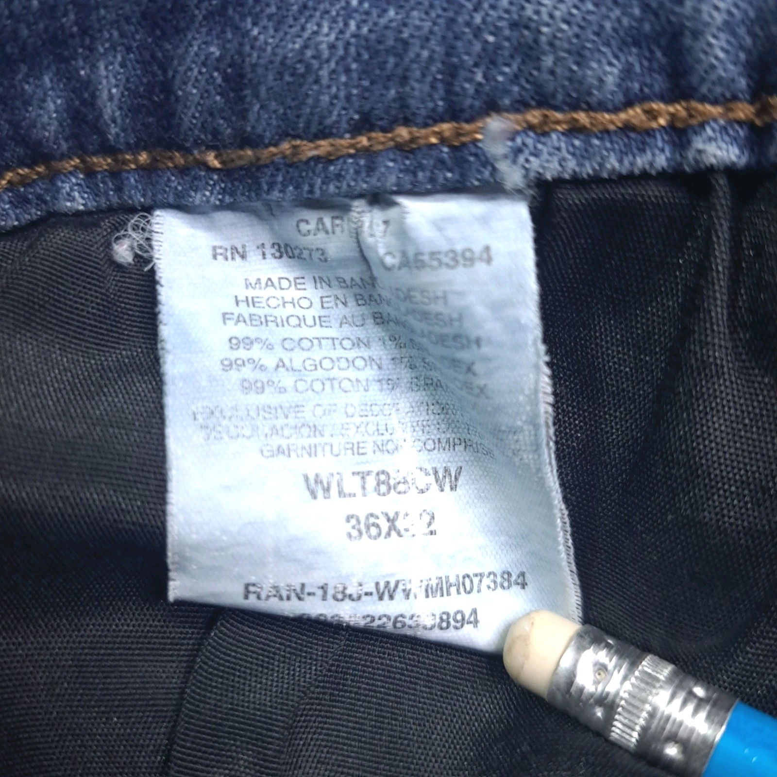 Wrangler Retro Men’s Size 36×32 Slim Straight Stretch Denim Blue Jeans Cowboy