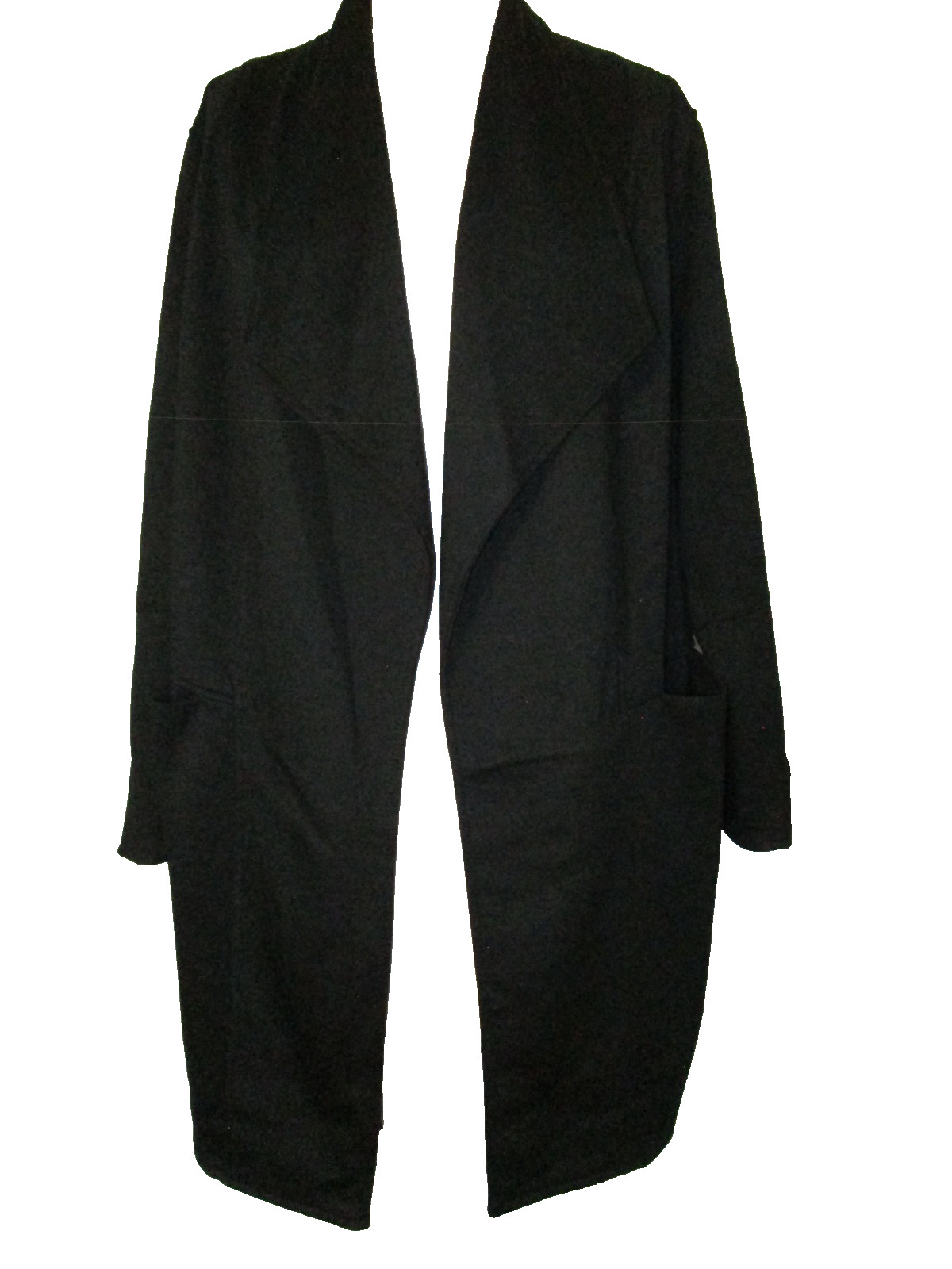 MAX STUDIO BLACK UNLINED KNEE LENGTH OPEN FRONT JKT SZ 1X EXC COND ALL SEASONS