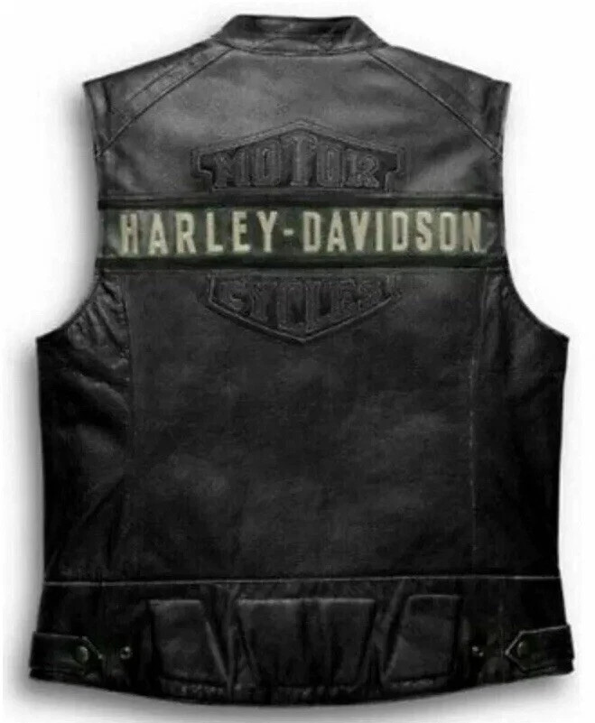 Men’s Vest Biker Cafe Racer Motorcycle Genuine Cowhide Leather Top Style Vest