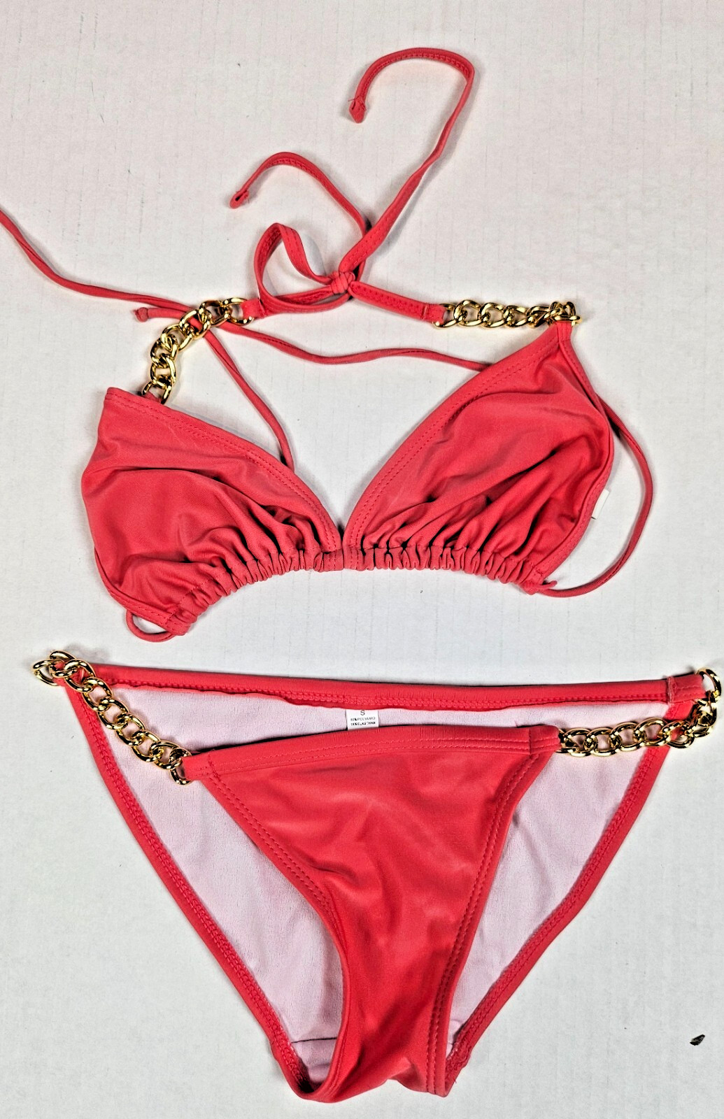 Bikini Swimsuit set/Two-piece Watermelon Red Gold Chain Sexy Halter Small