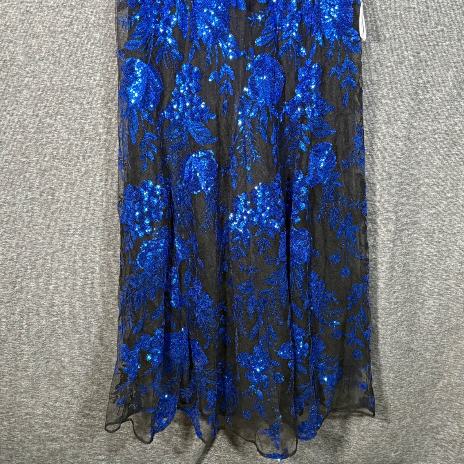 Dress The Population Eleanor Electric Blue Sequin Floral Maxi Gown Womens Large