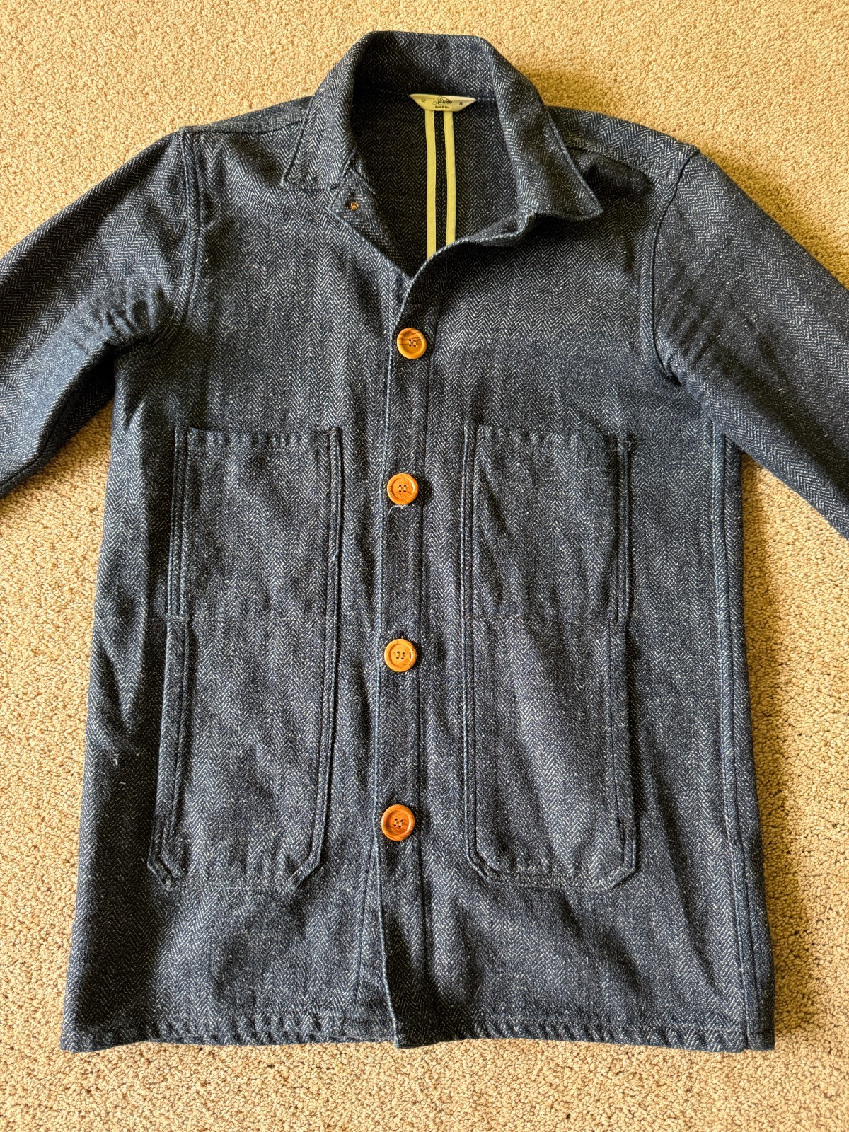 3Sixteen Jacket Men’s Medium Indigo Herringbone Fits SMALL