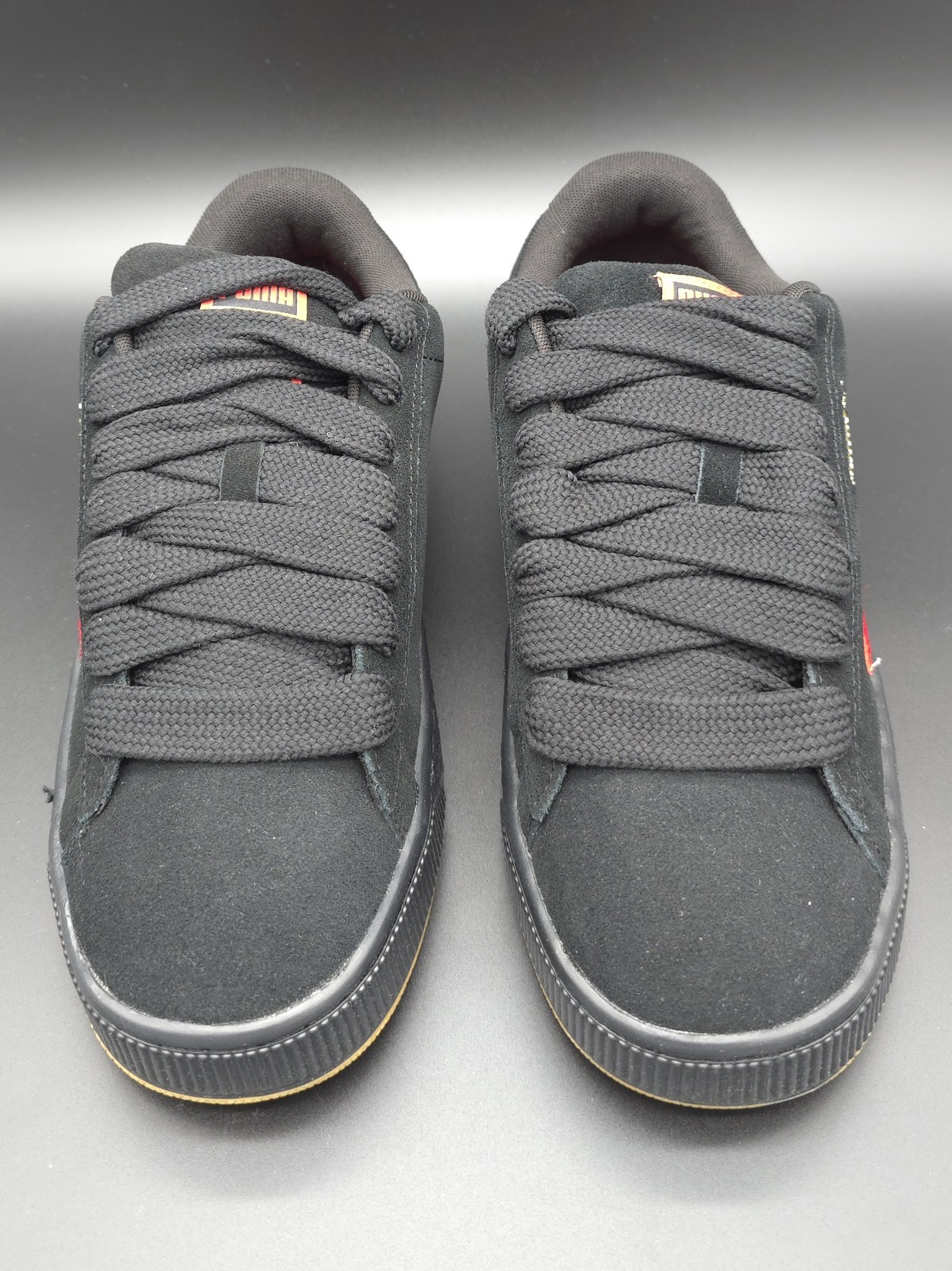 NEW Puma Suede XL Black Red Gum Skate Sneakers Size 8.5 M in Box w/ Extra Laces