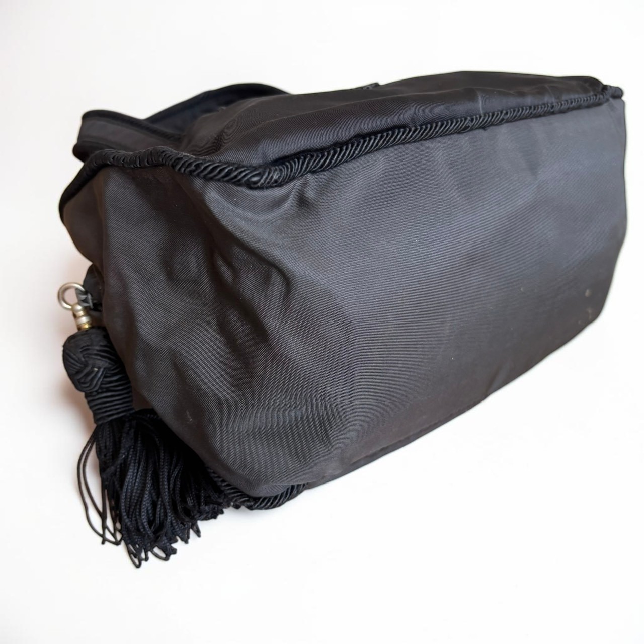 PRADA Handbag Black Tassel Logo Vintage Nylon