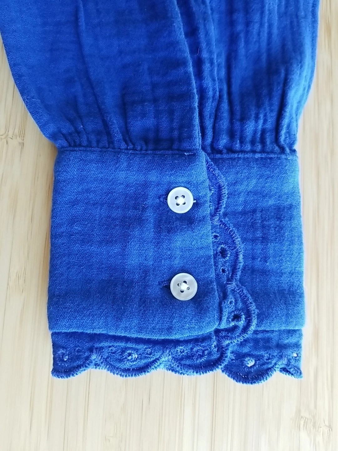 Boden Double Cloth Scallop Blouse US 6 NWT Cobalt Bright Blue Broderie Eyelet
