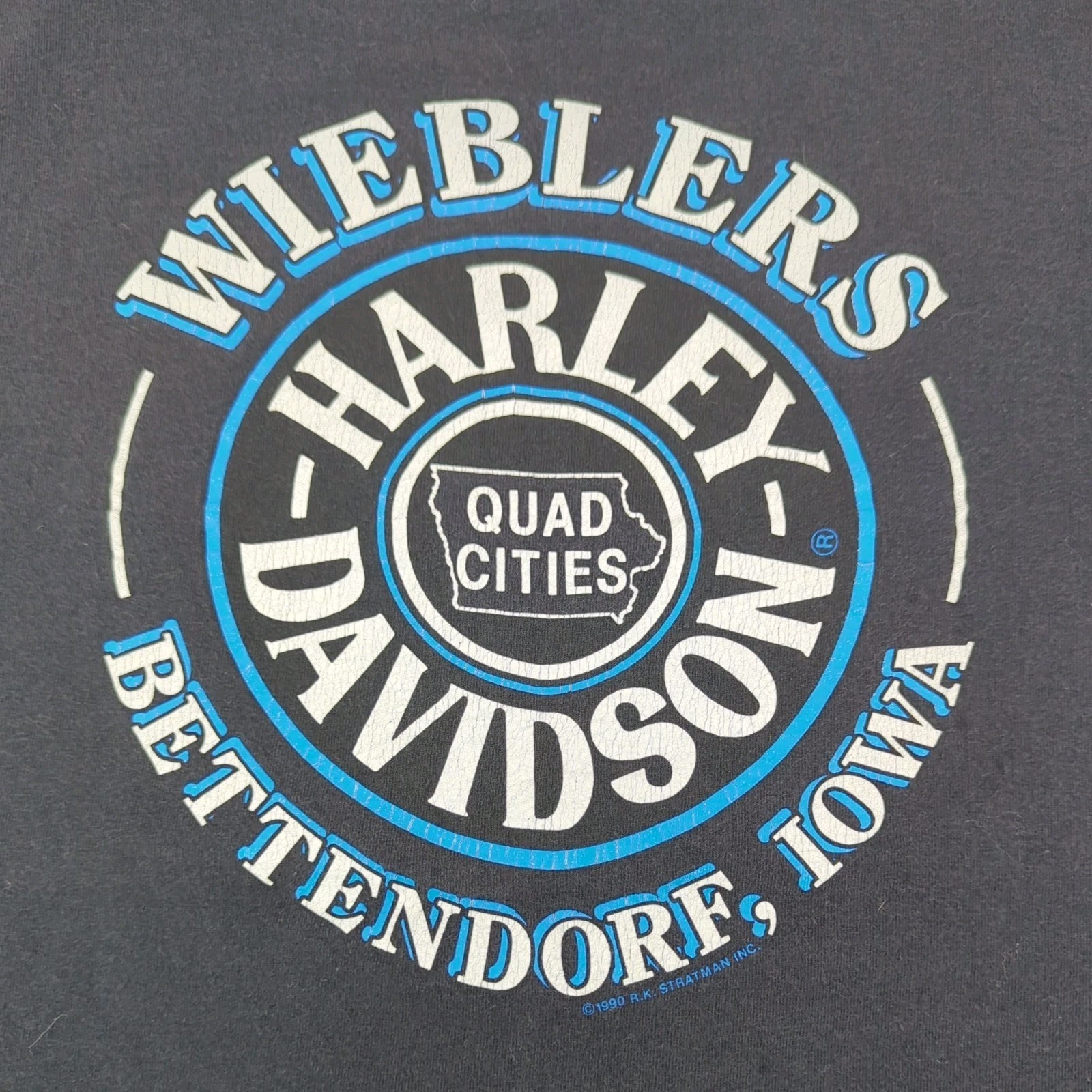 Vintage 1990 Harley-Davidson Eagle Wieblers Bettendorf IA Biker shirt sz M