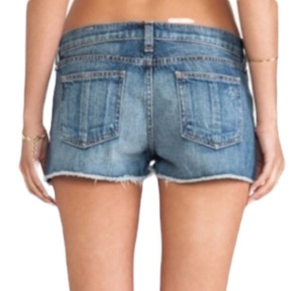 Rag & Bone Mila Cut Off Denim Shorts 24 Moss Raw Hem Distressed 100% Cotton