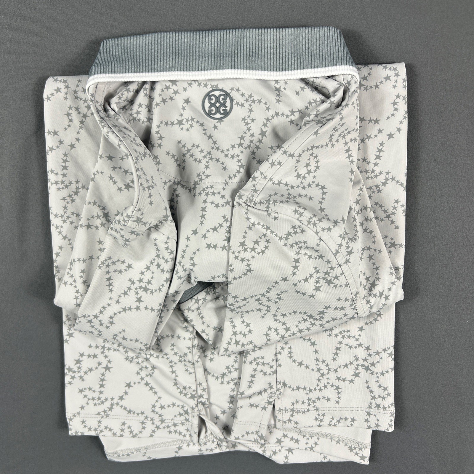 G/Fore G4 Golf Shirt Polo Sleeve Logo Constellation Print Medium Gray MSRP $120