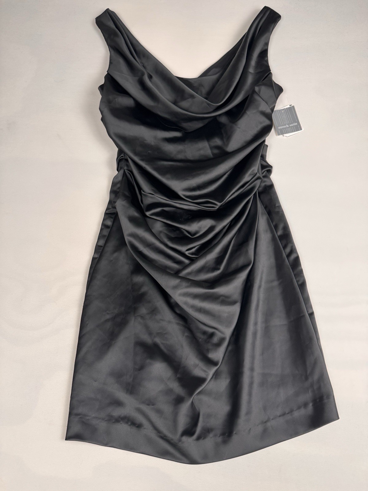 NWT David’s Bridal Sleeveless Stretch Satin Dress Women’s 14 Black Retail $139