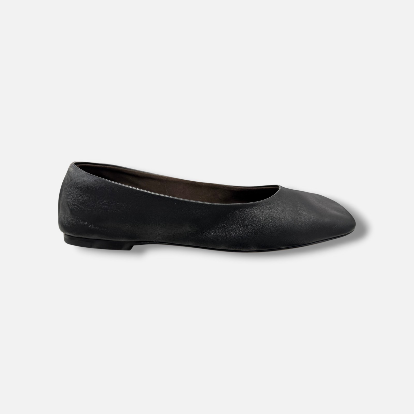 The Row Women’s Black Square Leather Ballet Flats Shoes Size EU:36 US:6