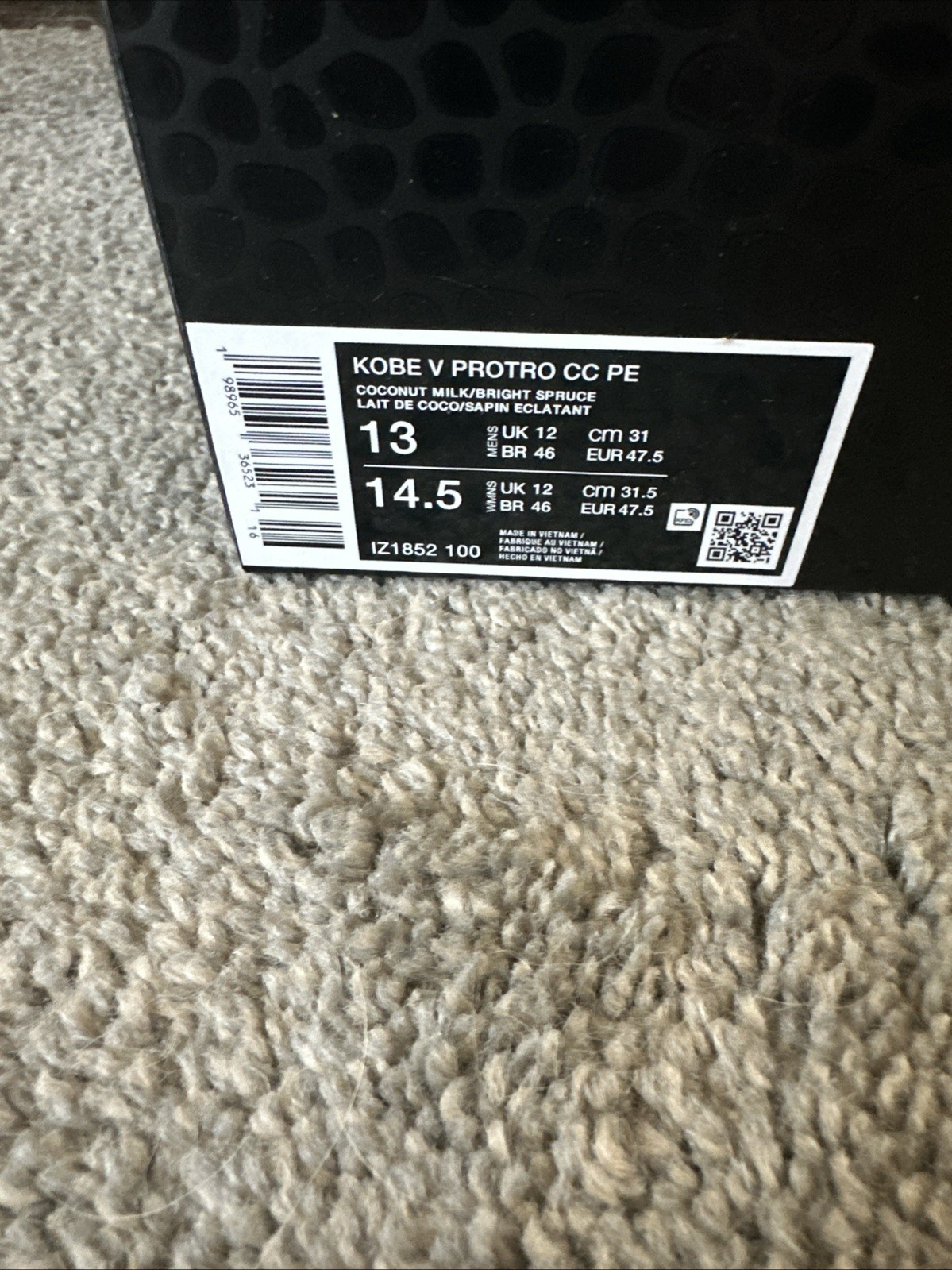 Nike Kobe 5 Proto Caitlin Clark Coconut Milk Spruce Size 13