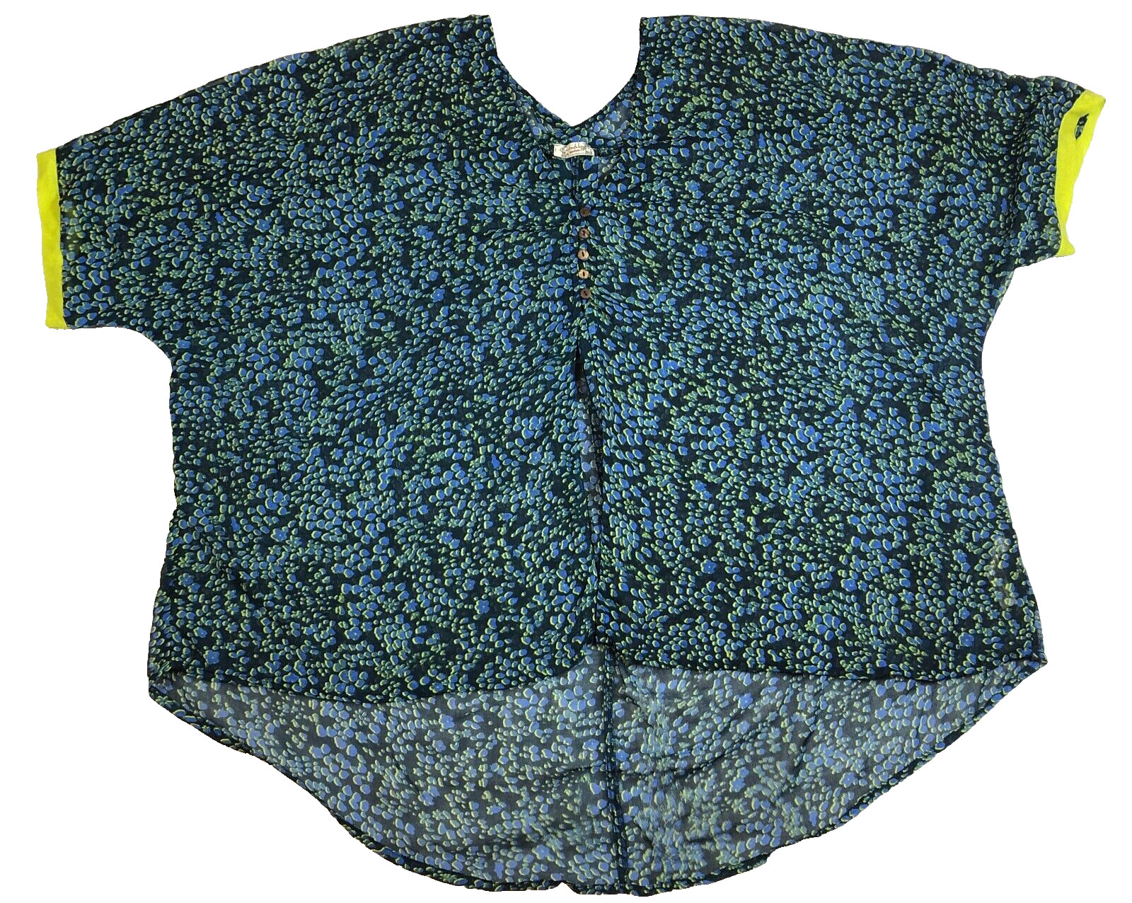 Free People Intimately Womens Semi Sheer Top Sz XS Abstract Pullover NWOT