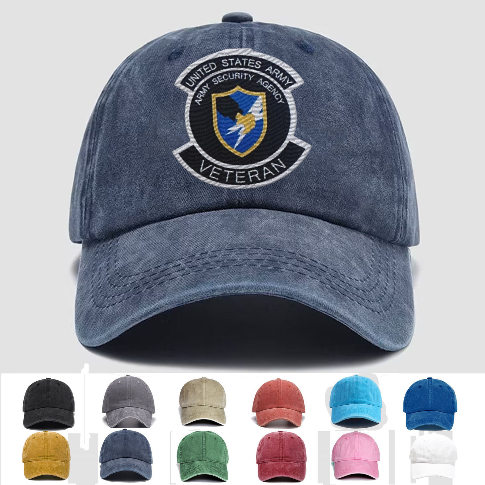 Custom Embroidered Hat US Army ASA Army Security Agency Veteran, Trucker Hat
