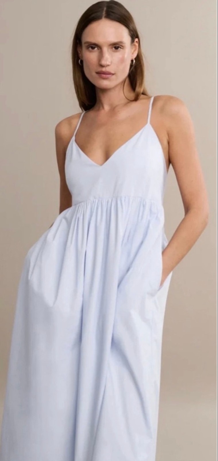 New Jenni Kayne Cove Light Blue Cotton Maxi Dress Xl