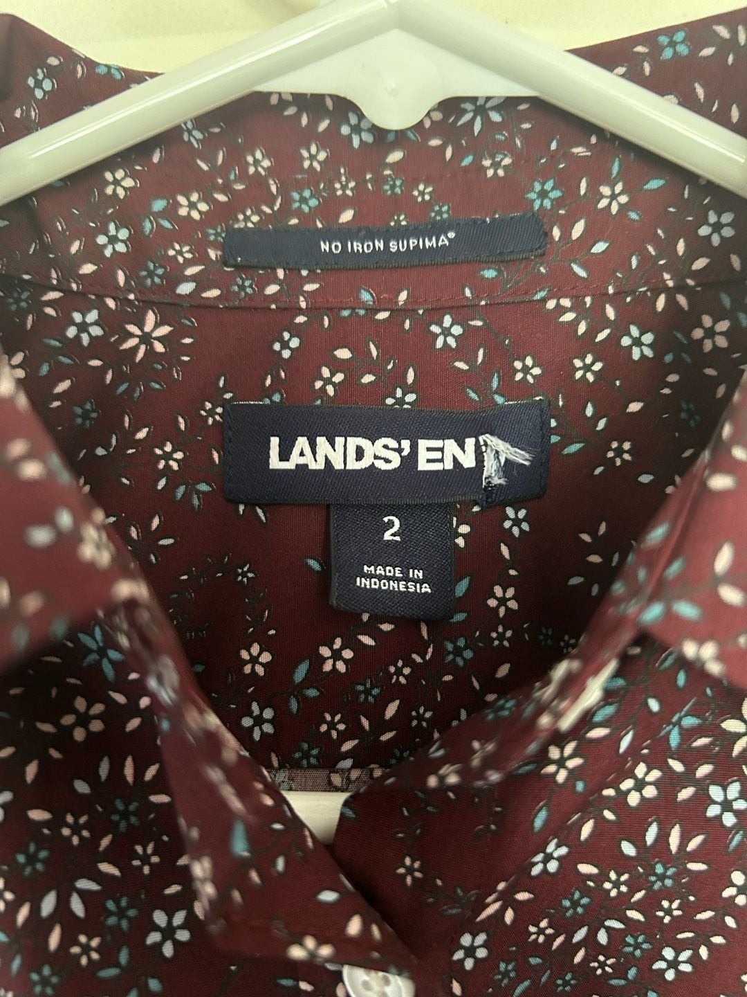 Lands’ End Women’s No Iron Supima Cotton Floral Paisley Button Down Shirt