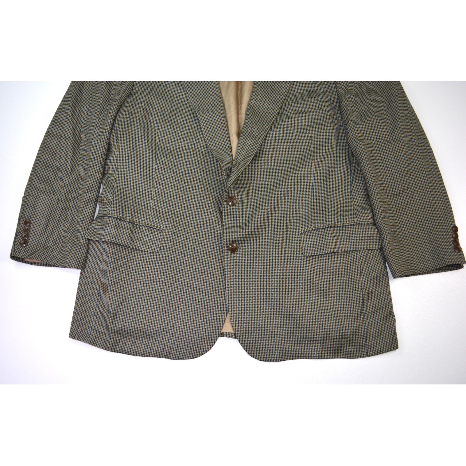 Stanley Blacker Mens 48R Blazer Sport Coat Houndstooth Wool Blend Tailored USA