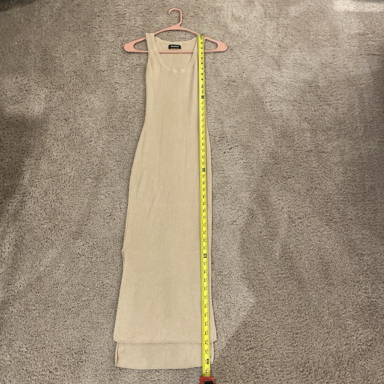 NAADAM Beige Ribbed Knit Silk Cashmere Sleeveless Scoop Neck Maxi Dress XS