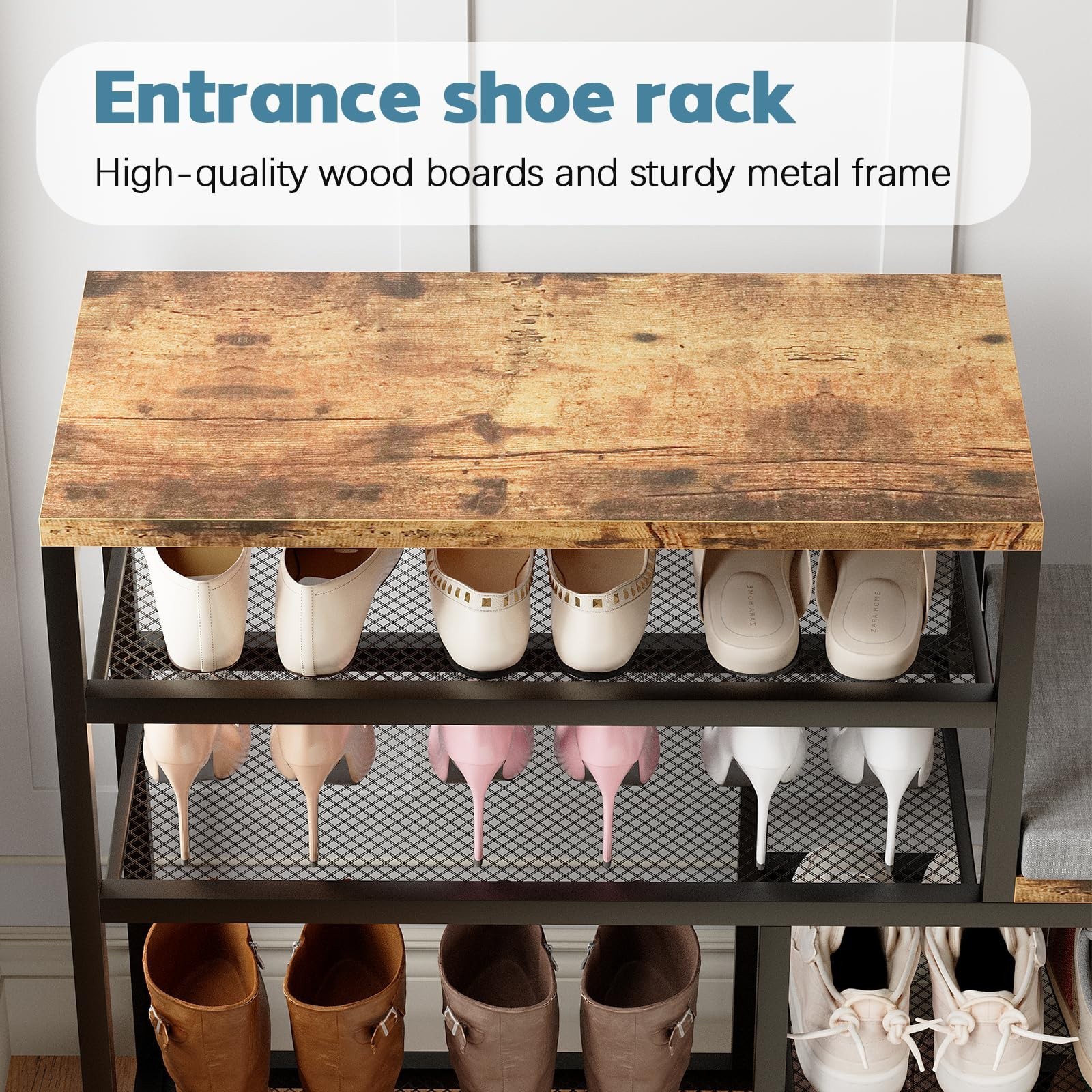 Shoe Rack,Freestanding Hidden Shoe Storage Organizer for Entryway, Shoe Bench…