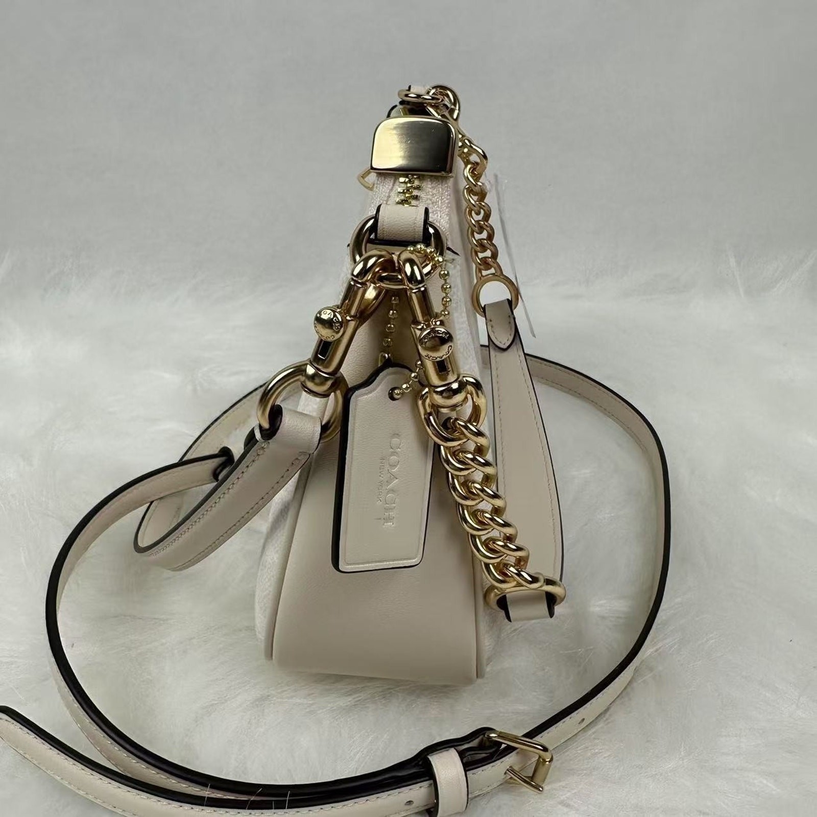 Coach Teri Shoulder Bag In Signature Canvas In Gold/White/Chalk CV933 NWT