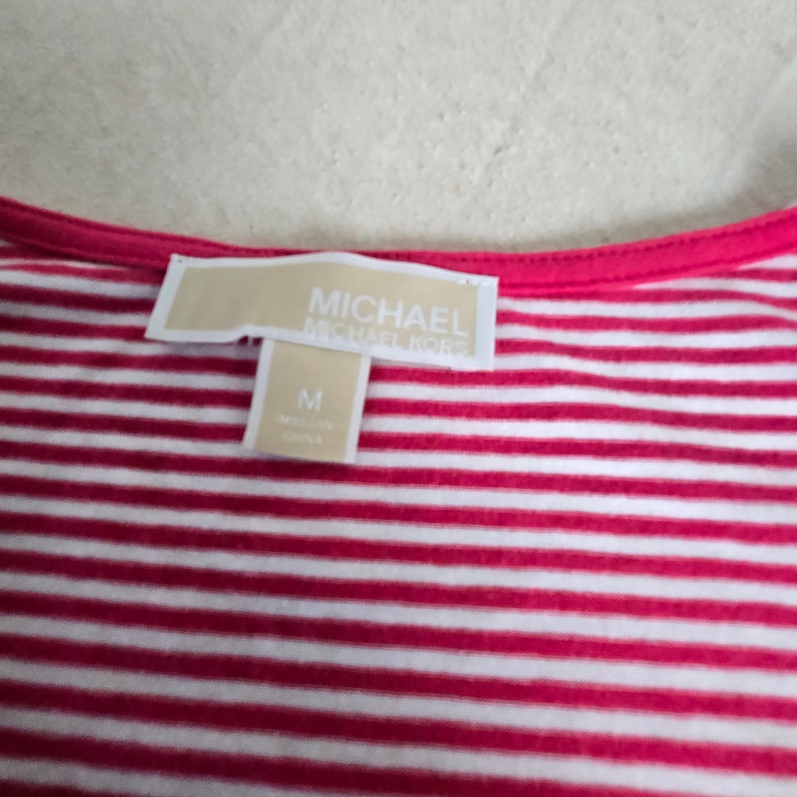 Michael Michael Kors Pink White Striped Cold Shoulder Womens shirt Medium