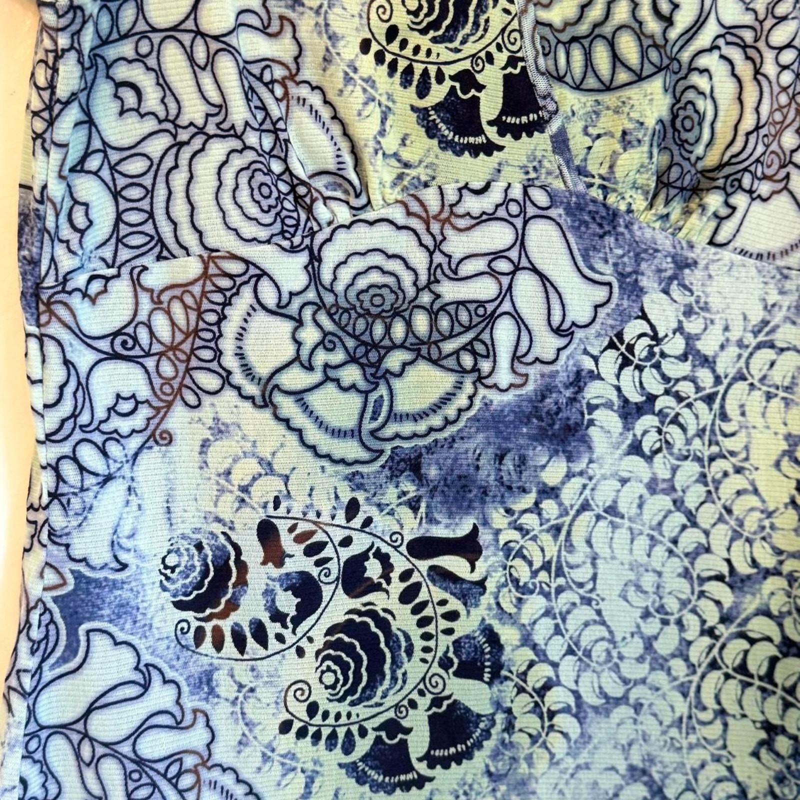 Blue Green Floral Y2K Medium