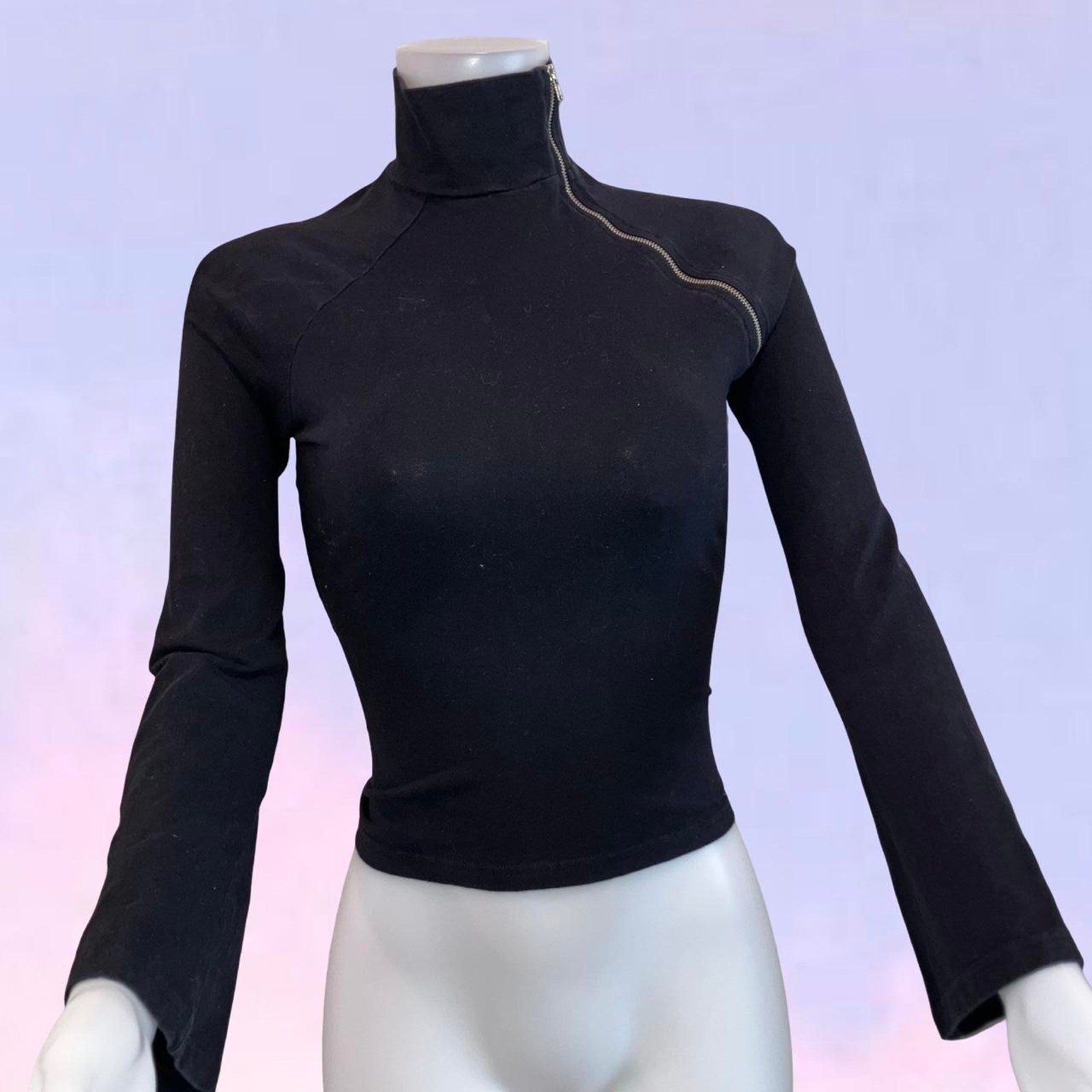 Vintage 90s y2k black zipper turtleneck