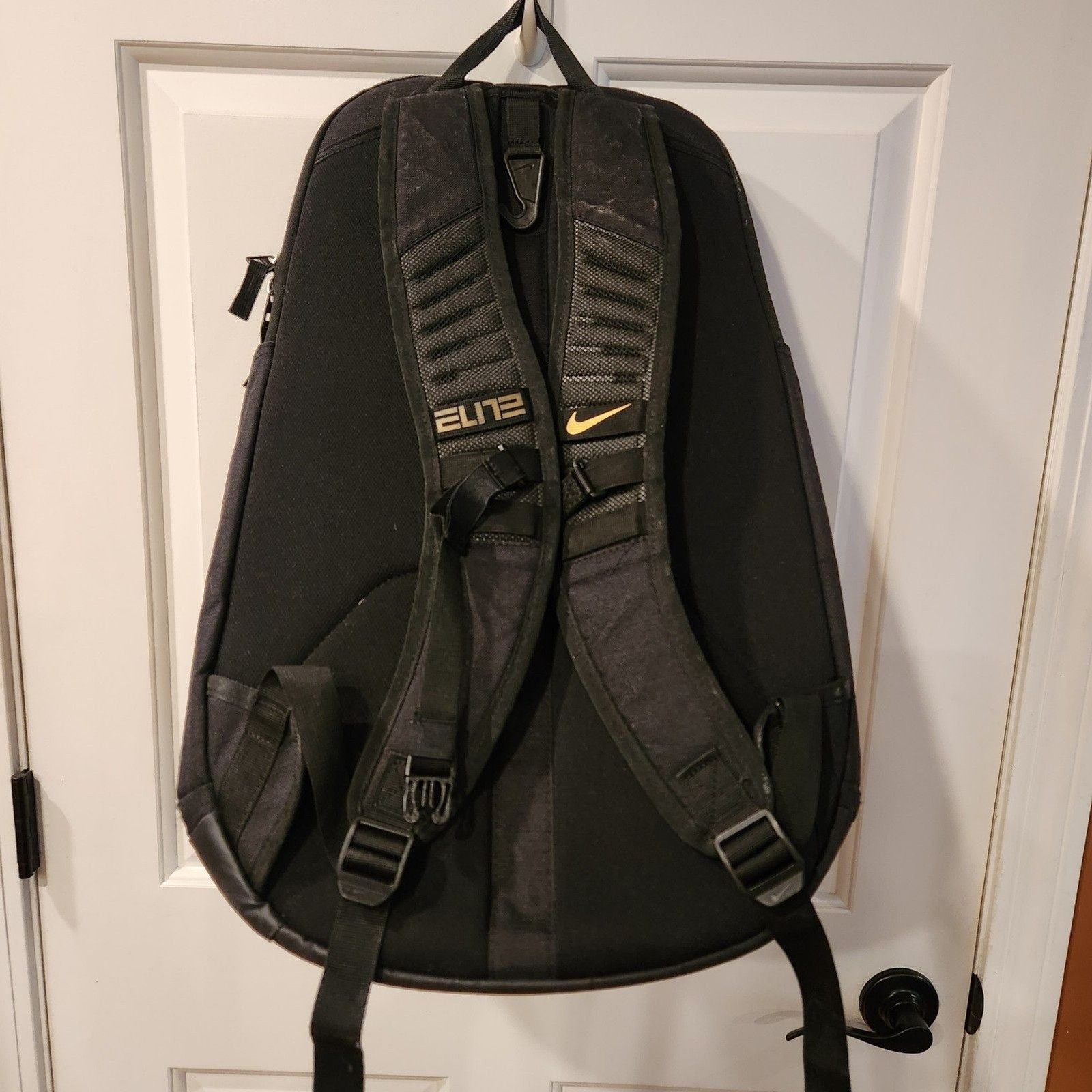Nike Backpack Hoops Elite Pro Black Gold Basketball Travel Gym Bag Foil Lined