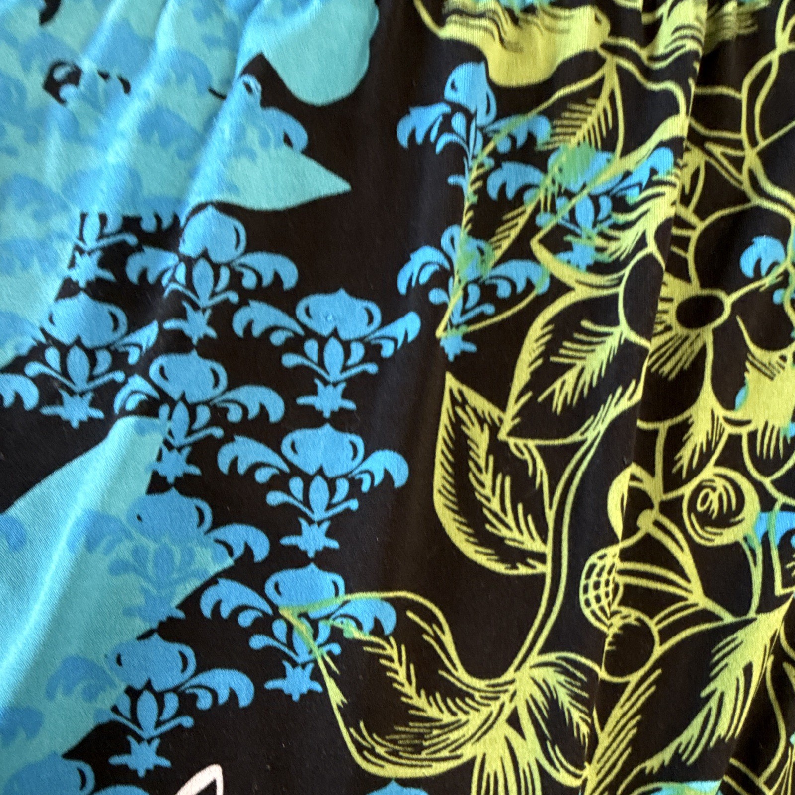 Perseption Concept Women’s Blouse Blue/Green/Black Floral Medium