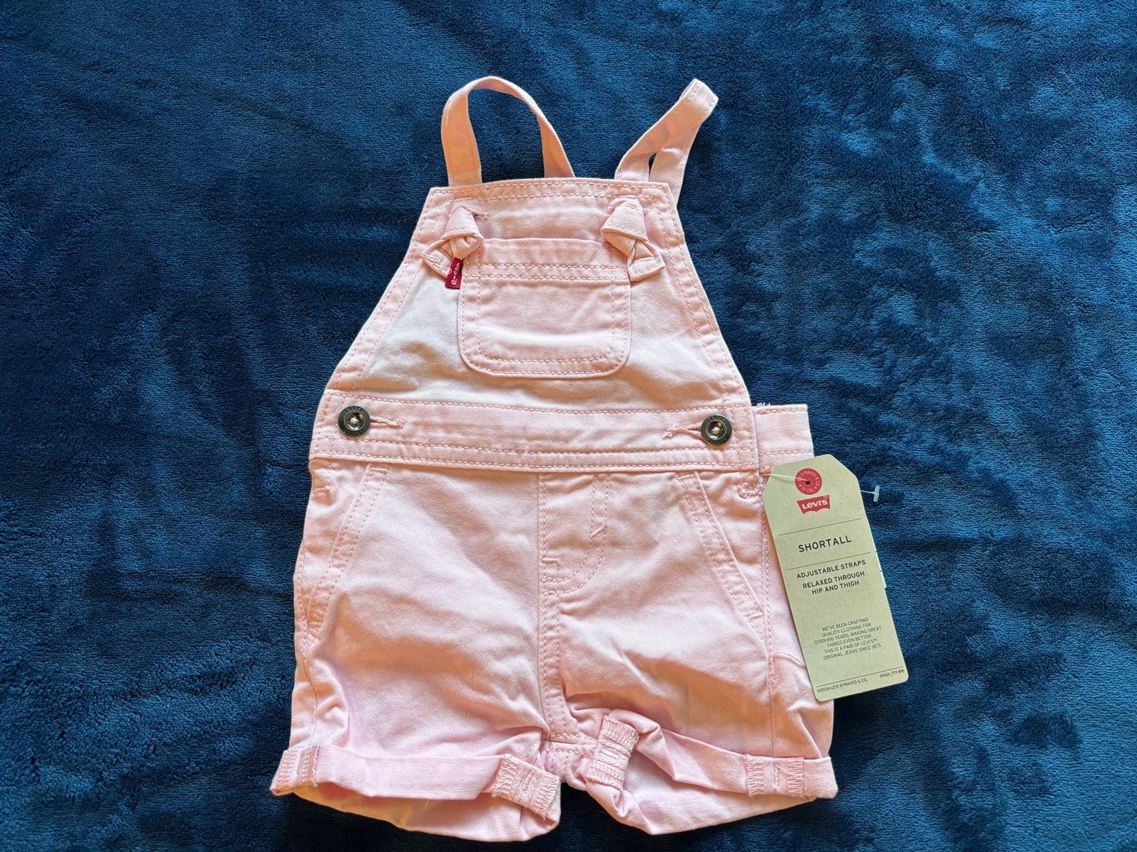Levi’s Baby Girls Rose Shadow Denim Shortall Overalls, Size 3M