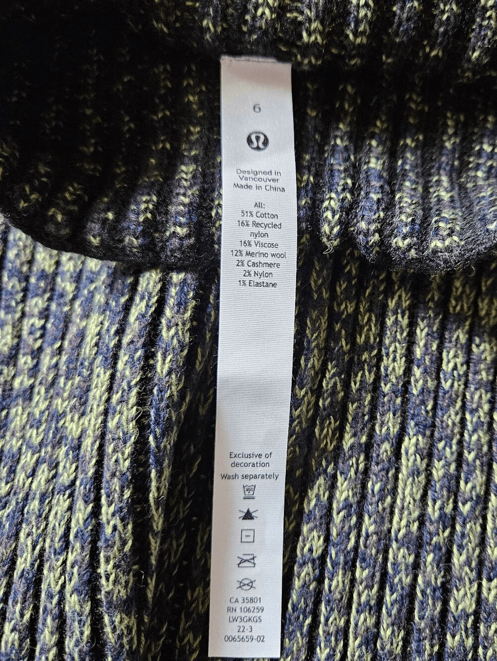 Lululemon Cotton-Cashmere Blend Mock Neck Sweater