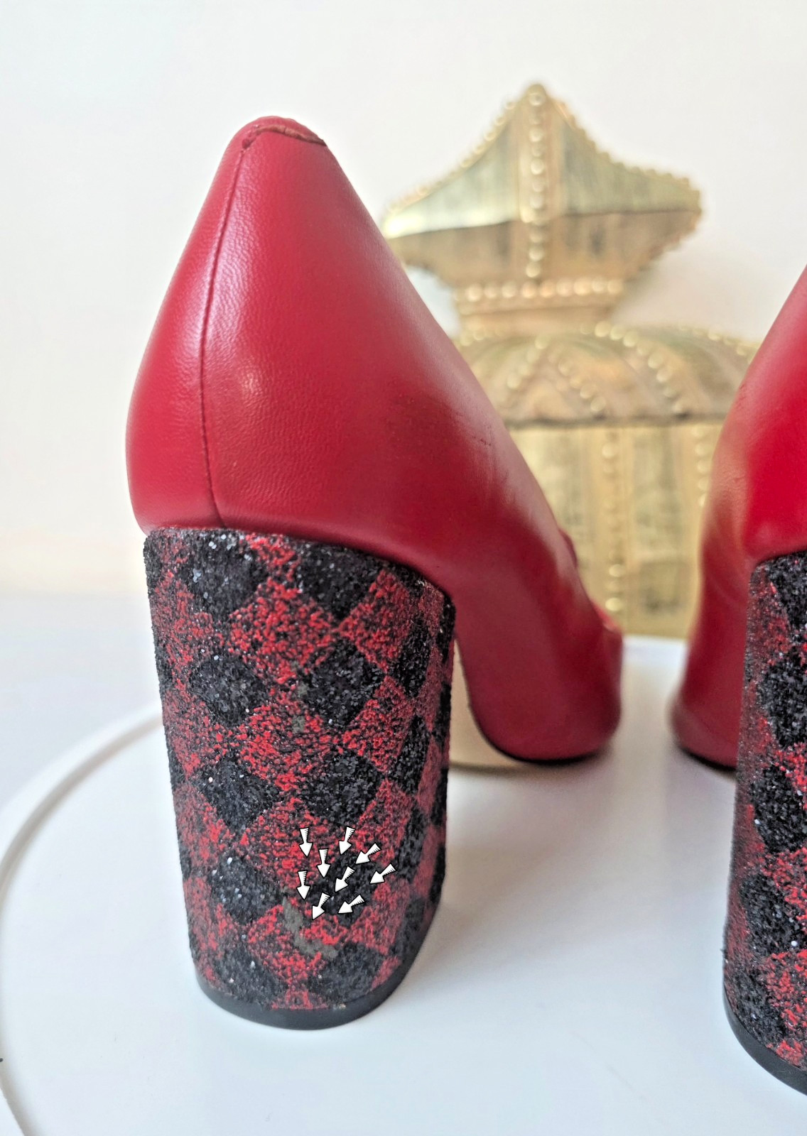 KATY PERRY “The June” Red Pointed Toe Glitter Block Heel Mary Jane Pump Size 10